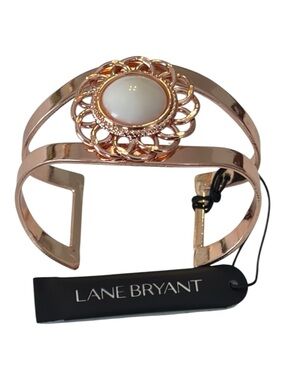 Lane Bryant Rose Gold and Cream Asymmetrical Filigree Cuff Bracelet